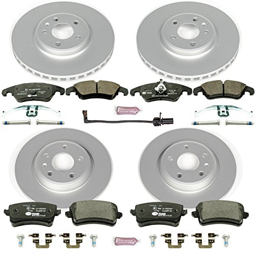 Image of PowerStop Euro-Stop Fully Coated Front and Rear Brake Kit For Audi A4 2009-11 |A4 Quattro 2009-11 |A5 2010-11 |A5 Quattro 2008-11 - ECE-R90 Certified Brake Pads + Disc Rotor Upgrade, ESK5754