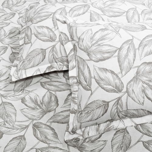 Image of Huesland by Ahmedabad Cotton 144 TC Cotton Pillow Covers Set of 2 - White & Antique Pewter