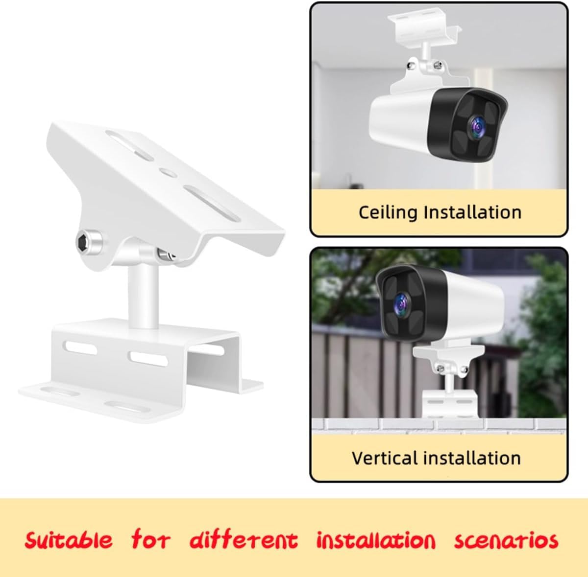 Short Security Camera Mount Bracket, 85mm Height, Stainless Steel Pole/Wall Mount with 8.78" Hoops & 11.81" Cable Ties, Compatible with CCTV/IP Cameras (Short Type-3.3" Pole Mount)