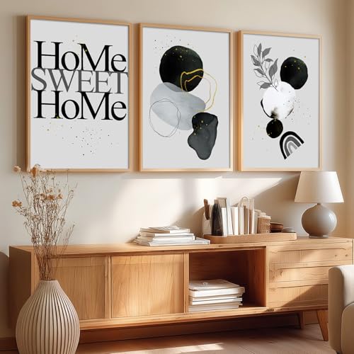 Image of kotart Paintings Modern Art Wall Decor Framed Paintings for Bedroom Room Living Room - Framed Wall Posters /Paintings with Frame - Paintings for Wall Decoration Set of 3-D (Art 2, 13x17 inch)