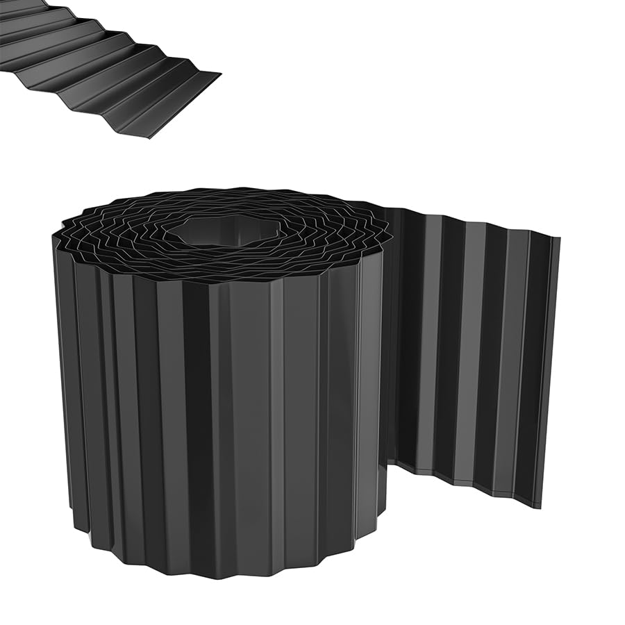 Aufun Metal Border Edging Flower Bed Edge Lawn Edging Strip Garden Edging Border Driveway Edging Flower Bed Edge Anti-Rust Edging Black, 15cm x 5m — image 1
