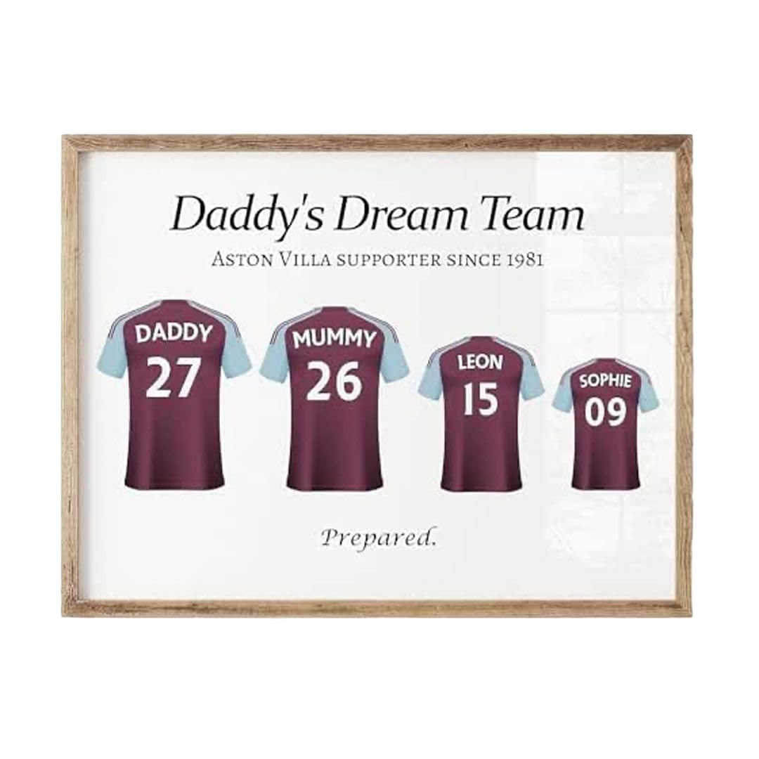 Personalised Bee Football Aston Villa 2025 Custom Shirt Poster Print, Football Fan Gift, Gifts for Men, Boys, Footie Fans, Room Decor Wall Art, Man Cave, Gifts for Christmas, Birthday, Father's Day