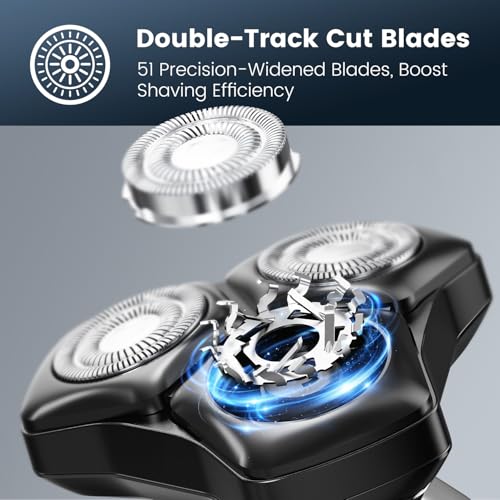 Image of Electric Razor for Men: Wet /Dry Electric Shavers for Men - 𝐔𝐩𝐠𝐫𝐚𝐝𝐞𝐝 𝐂𝐮𝐫𝐯𝐞𝐝 𝐒𝐡𝐚𝐯𝐢𝐧𝐠 𝐅𝐨𝐢𝐥, Low Noise High-Torque Motor, 𝟑-𝐢𝐧-𝟏 Cordless Shaver for Beard /Nose /Sideburns