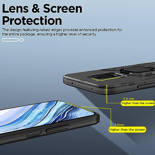 Image of Pikkme D5 Tough Armor Bumper Back Cover Case for Redmi Note 9 Pro,Note 9 Pro Max,Poco M2 Pro |Ring Holder & Kickstand in-Built (Black)