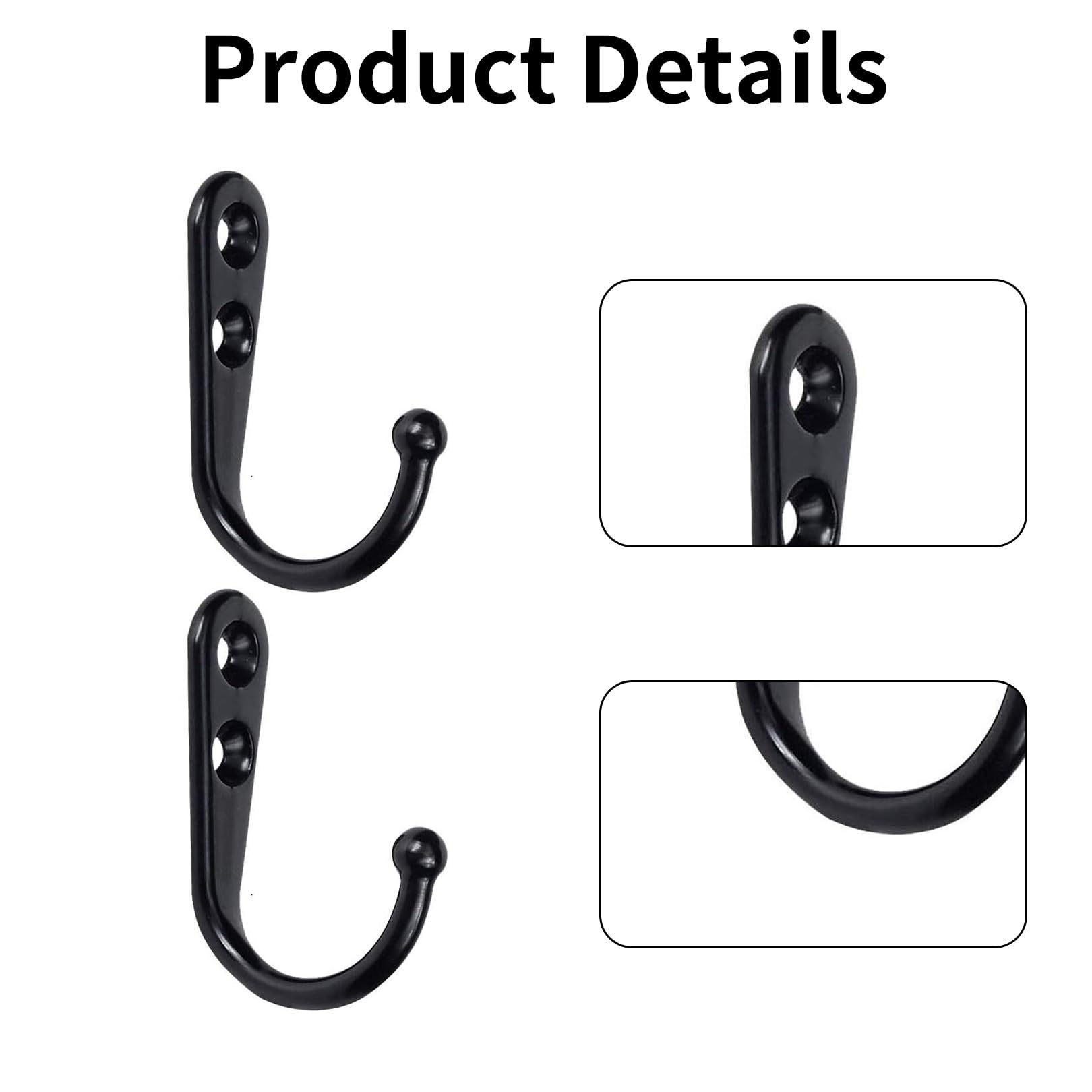 14 Pcs Coat Hooks,Wall Hook Black Metal Hanging Clothes Screw in Hat Key Mounted Single Cupboard Door Robe Modern Ornament Decorative Display Mountable Screws,for Hang in Bedroom Bathroom Kitchen - Image 3