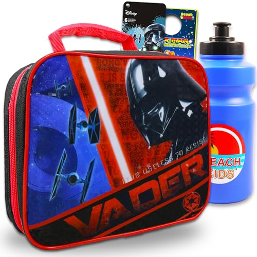 Star Wars Lunch Box for Kids Set - Bundle with Darth Vader Lunch Bag Plus Stickers, Water Bottle, More | Star Wars Lunch Container
