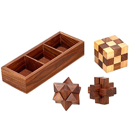 Cube serpent en bois art notch stick puzzle étoile 3D interlock brun