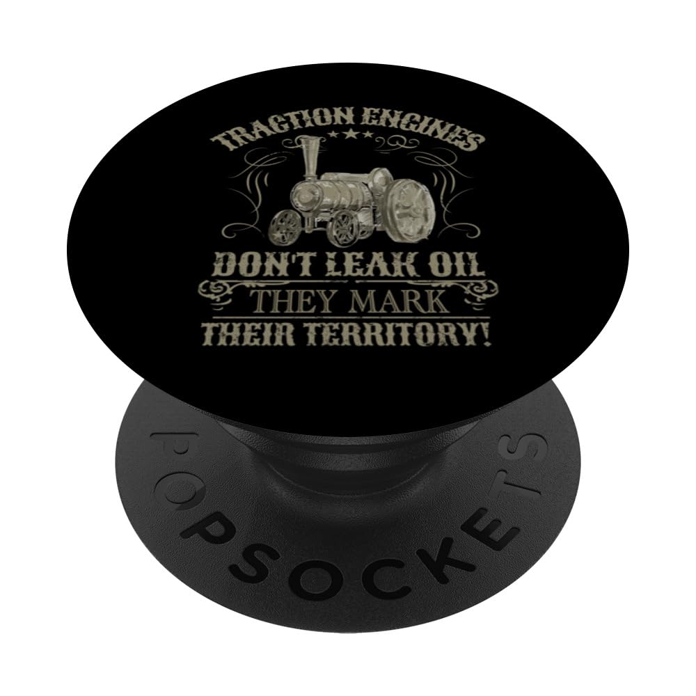 Steam Traction Engine Retirement Idea For Men & Steam Engine PopSockets Adhesive PopGrip, Black