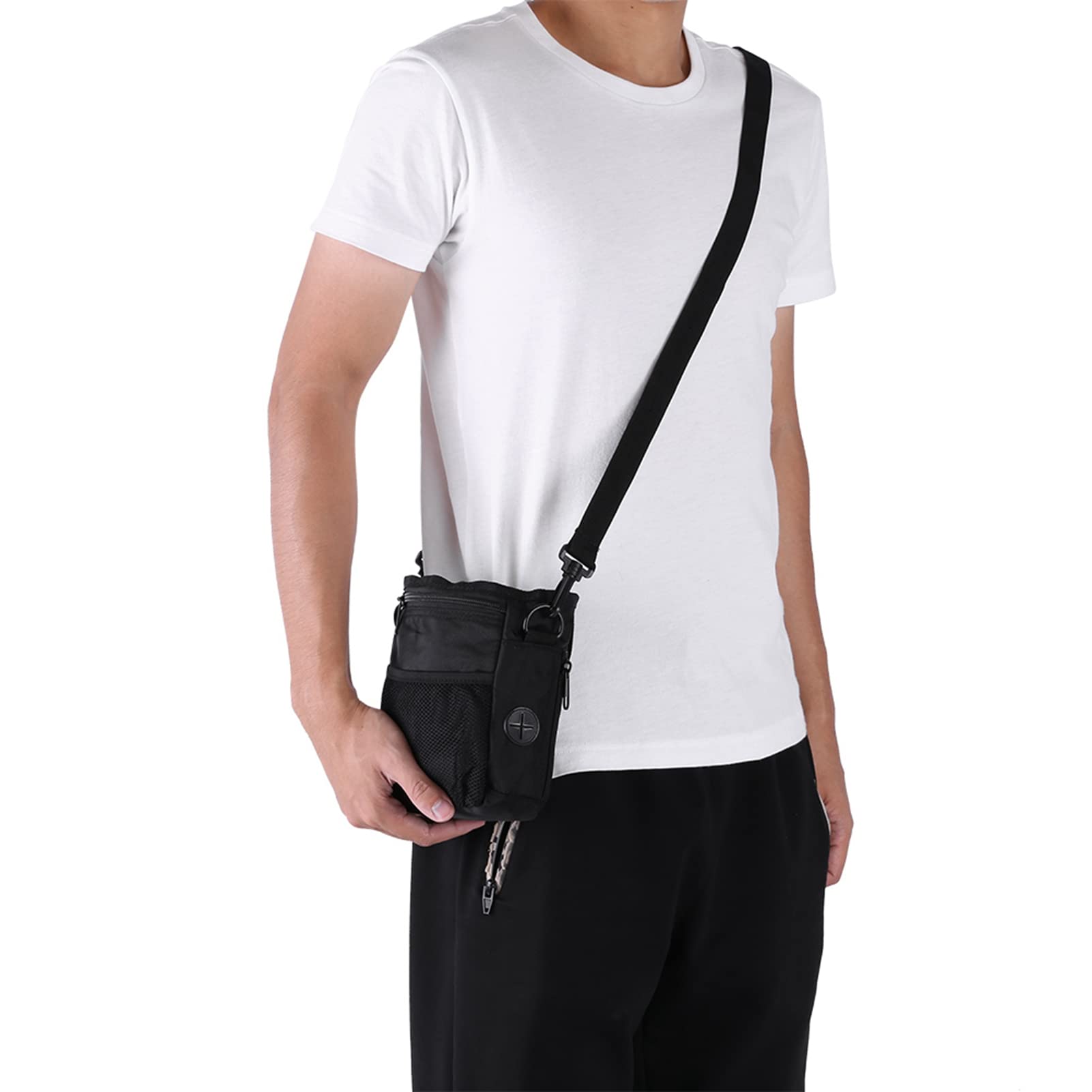 Borsa per animali domestici per addestramento del cane, con cintura e tracolla staccabili, Borsa porta snack in rete di nylon resistente con supporto per sacchetto per la cacca,