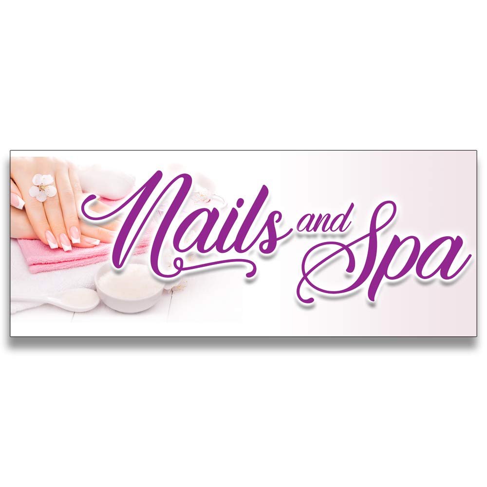 Nails and Spa Vinyl Banner 5 Feet Wide by 2 Feet Tall