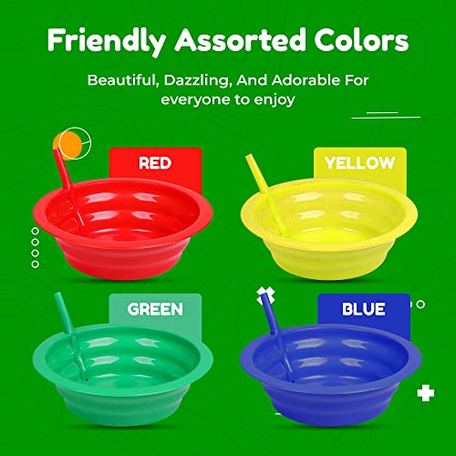 Green Direct Sippy Bowl With Straw And Matching Spoons | 22 Ounce Plastic Cereal Bowls With Straws Bpa Free Assorted Color | Built-In Straw Bowl Blue Red Green Yellow Pack Of 8 #TOP3