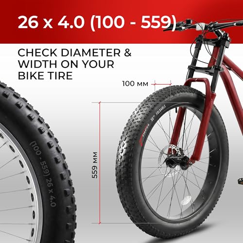 Fincci Pair 26×4.0 Fat Bike Tires – Foldable 26 inch Bike