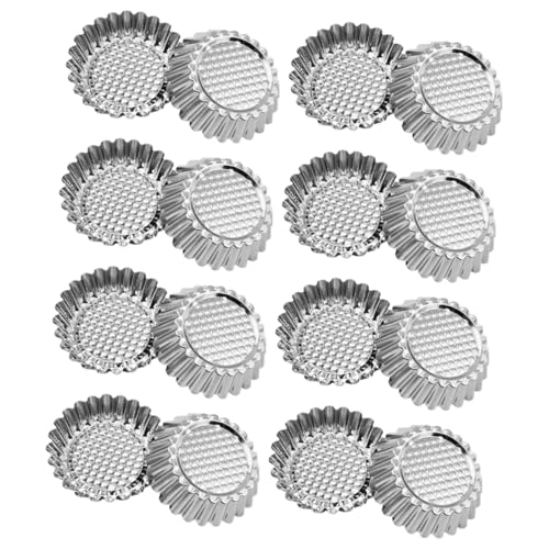PRETYZOOM 30pcs Stainless Steel Flower Shape Tart Molds Mini Round Baking Tins for Pastries Muffins and Pies and Easy to Baking Tools