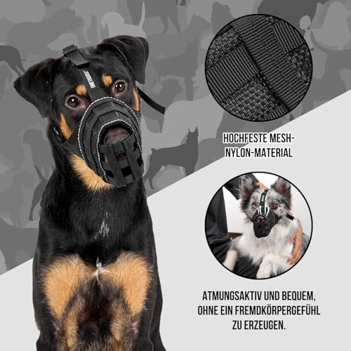 OneTigris Maulkorb für Hunde, Leicht und Weich Maulkorb füttern und Trinken erlaubt, Für das Sozialisierungstraining, Atmungsaktive Haustier Maske, Klettverschluss, schützt vor Bellen & Beißen (XXL)