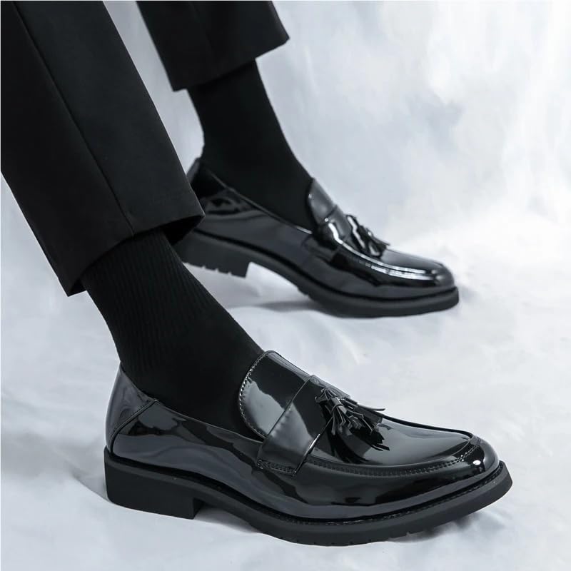 Mocassins Noirs for Hommes, Chaussures habillées Formelles, Chaussures d'affaires décontractées et Confortables en Cuir, activités de Bureau élégantes, Artisanat raffiné