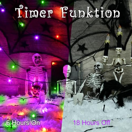 Etopgo Halloween Lights Outdoor,5M 50 LED Orange Purple Green Fairy Lights with Timer - USB or Battery Powered - 8 Mode Indoor Outdoor String Lights for Halloween Autumn Window Home Decoration - Image 5