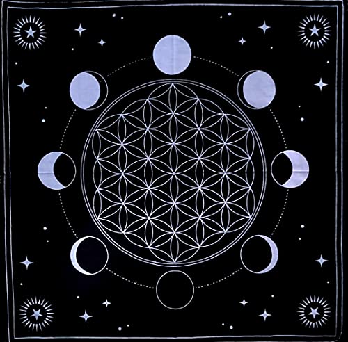 Indian Craft Castle Altar Tarot Cloth, Moon Phases Astrology Tarot Cards Divination Special Tablecloth Witchcraft Man Cave Room Bar Home Wall Decor (Moon Phases 26 X 26 Inches) #TOP6