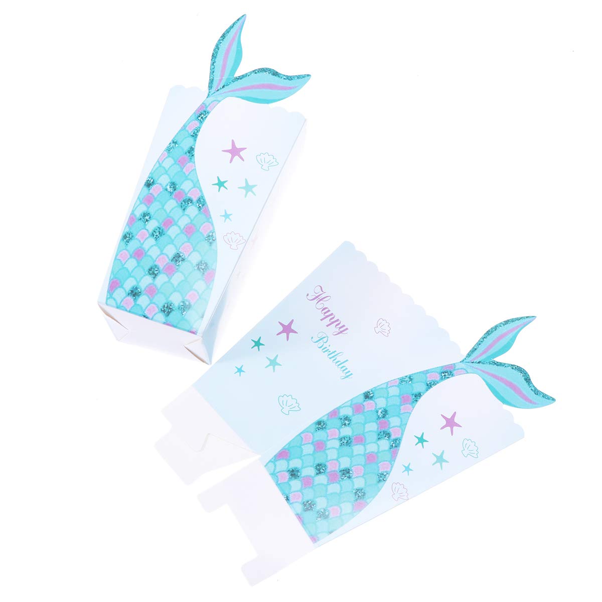STOBOK 24pcs Popcorn Carton Mermaid Practical Paper Beautiful Popcorn Box Party Supplies Candy Container Holder for Birthday