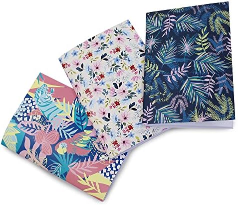Fashion Stationery A5 Softcover Notebooks Notepad Writing Journal Lined Exercise Book - Set of 3 (3 x Botanical)