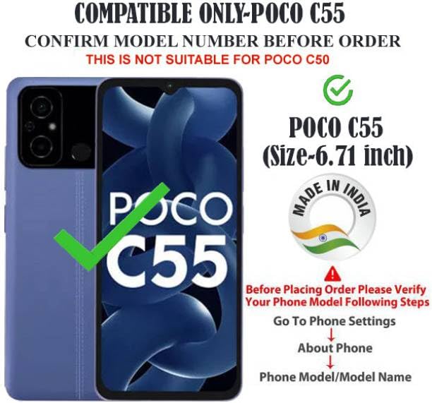 Image of Flip Cover Compatible for Poco C55 Flip Cover Poco C55 Cover Executive Rose Black, Magnetic Closure
