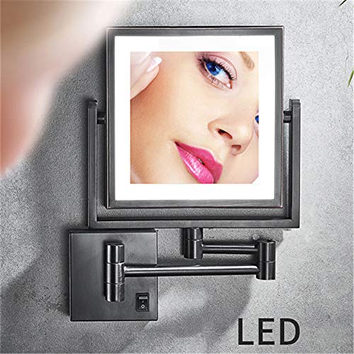 Miroir de rasage carré double face au design extensible noir mat - 3