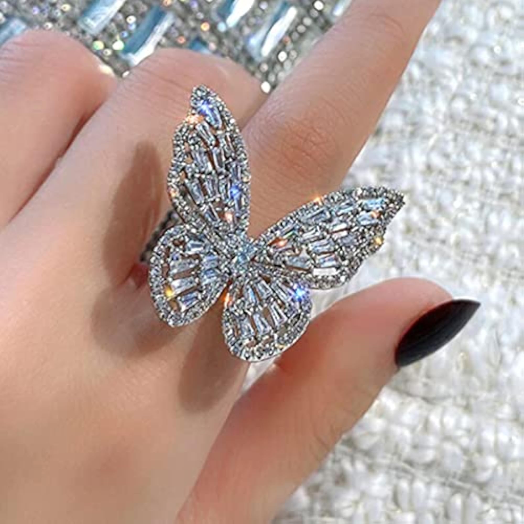 Butterfly-Inspired Stone Studded Cocktail Ring
