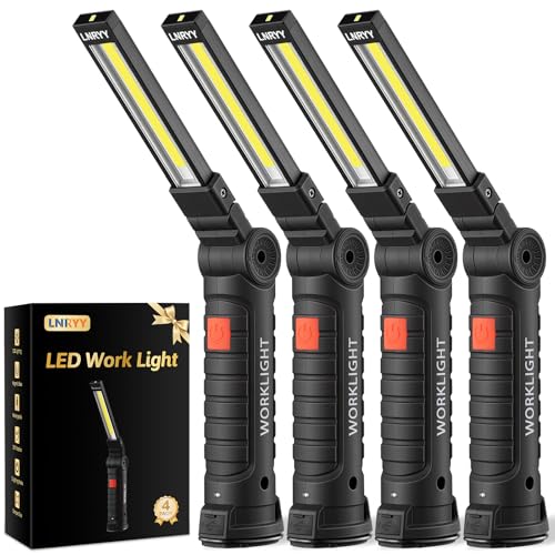 LNRYY 4Pack Rechargeable Magnetic LED Work Light/Flashlight for Mechanics