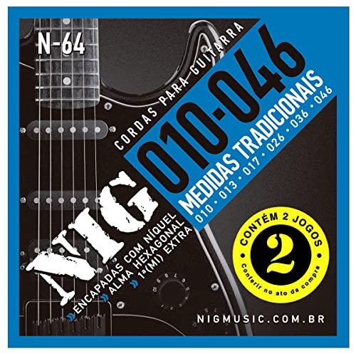 Encordoamento Para Guitarra Nig N64 Com Dois Jogos 0.10