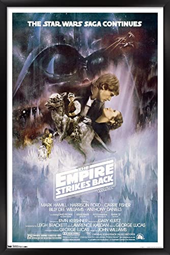 Trends International Star Wars: The Empire Strikes Back - The Saga Continues One Sheet Wall Poster, 22.375" x 34", Black Framed Version