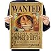 Pinenuts Joli poster One Piece « Wanted » avec Luffy - Rétro - Papier kraft