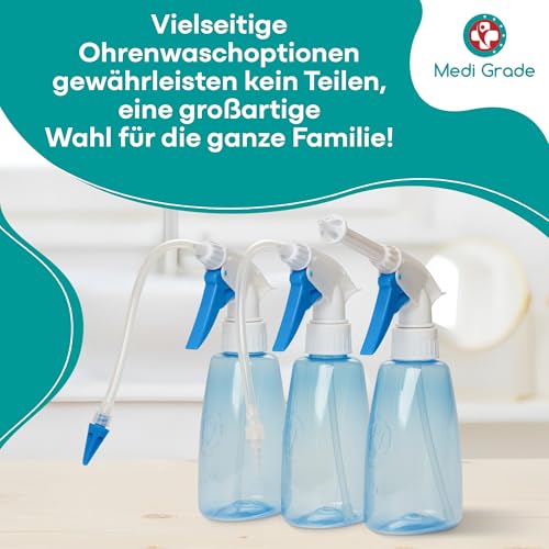 Ohrenreiniger zur Entfernung von Ohrenschmalz, Ohrreiniger mit 300 ml Flasche + 10ml Olivenöl Ohrentropfen, Komplettes Ohrspülungsset von Medi Grade