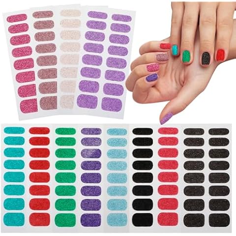 12 Sheets Glitter Nail Polish Strips Cover