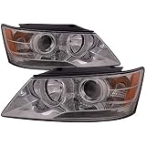 PERDE Headlight Set Chrome Housing Performance Lens Left Driver Right Passenger Compatible with 2009-2010 Hyundai Sonata