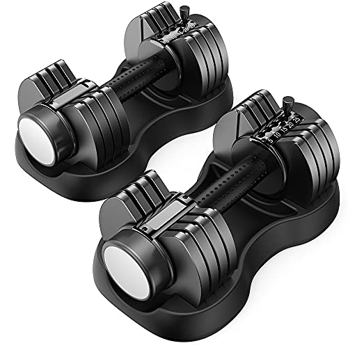 Adjustable Dumbbell 25 lbs with Fast Automatic Adjustable and Weight Plate for Body Workout Home Gym