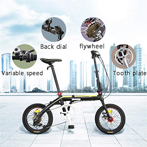 Volwassen vouwfiets, 7 versnellingen opvouwbare volwassen fiets, aluminium frame, 16 inch stads compacte fiets Urban… - Afbeelding 6