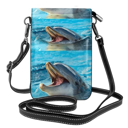 Portefeuille cuir PU bandoulière dauphin pour ranger téléphone et cartes sans encombre