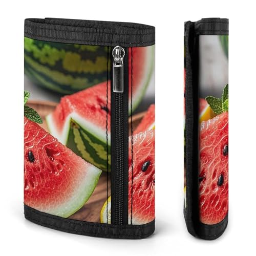 Watermelon Lemon Trifold Wallet, Card Cases And Money Oganizer Thin Stylish Mini Coin Bag with Zipper Coin Pocket Credit for Men And Women3