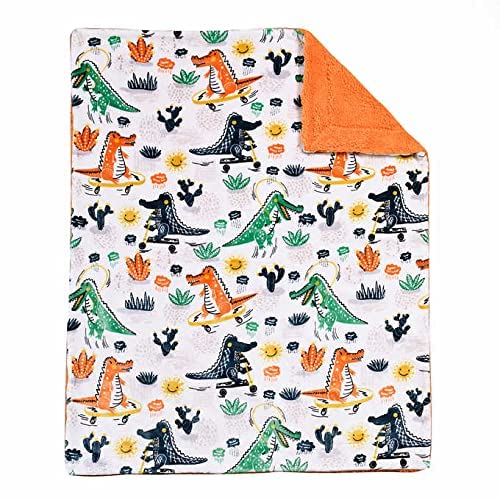 Life Comfort Kids Ultimate Sherpa Fleece Blanket (Orange Dino) #TOP2