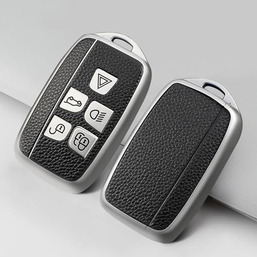 Juttzzei Land Rover Car Key Cover for Defender Discovery Evoque LR4 Range Rover Sport Freelander Jaguar Velar Vogue - TPU Key Fob Cover - 5 Buttons (Silver) Juttzzei Land Rover Car Key Cover for Defender Discovery Evoque LR4 Range Rover Sport Freelander Jaguar Velar Vogue - TPU Key Fob Cover - 5 Buttons (Silver)