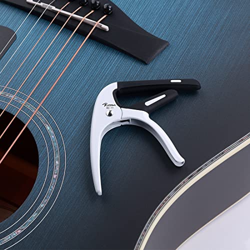Rosen Quick-Change Guitar Capo For Acoustic And Electric Guitars Capo For 6 String Steel Guitars With 3 Picks For Free, White #TOP5