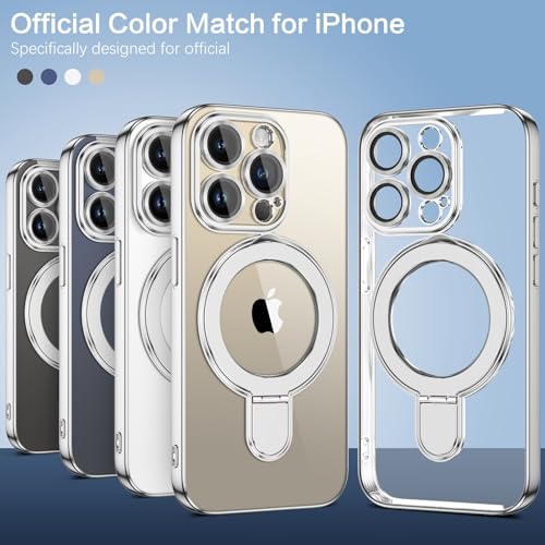 Coque transparente pour iPhone 15 Pro avec support de bureau discret argenté