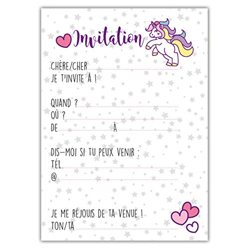 12 Cartes d'invitation Amusantes pour Enfants dans Un Set pour fêtes d'anniversaire d'enfants / Unicorn - Pegasus… - Image 4