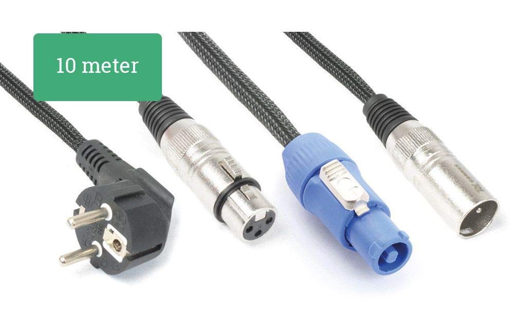 PD Connex Câble Audio Combiné Cordon Schuko - XLR F/Connecteur Power A - XLR M - 10m - Idéal pour Relier vos Enceintes de Sonorisation