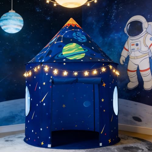 ROIWUIE Rocket Space Ship Play Tent for Kids with Star...