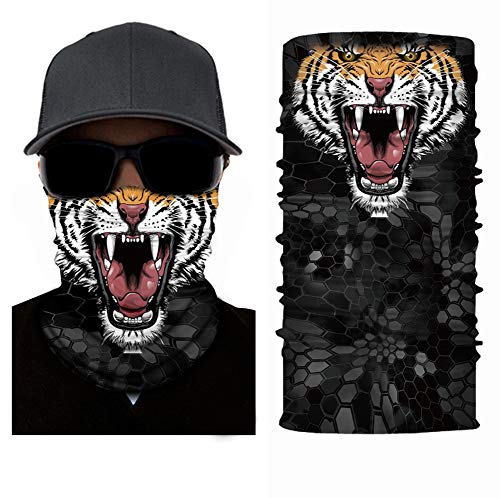 Ruffnek Tiger-Gesichtsmaske Design - Mascarilla, calentador de cuello, bufanda, pañuelo multifunción, bufanda, máscara de esquí/moto - Talla única para hombre, mujer y niños