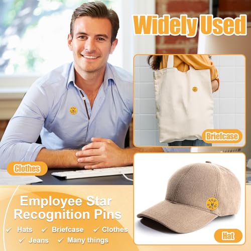 Image of Yunlly 100 Pcs Employee of The Month Lapel Pins Recognition Employee Star Appreciation Enamel Pins Team Gift for Team Staff Volunteer Nurse Teacher Coworkers Award
