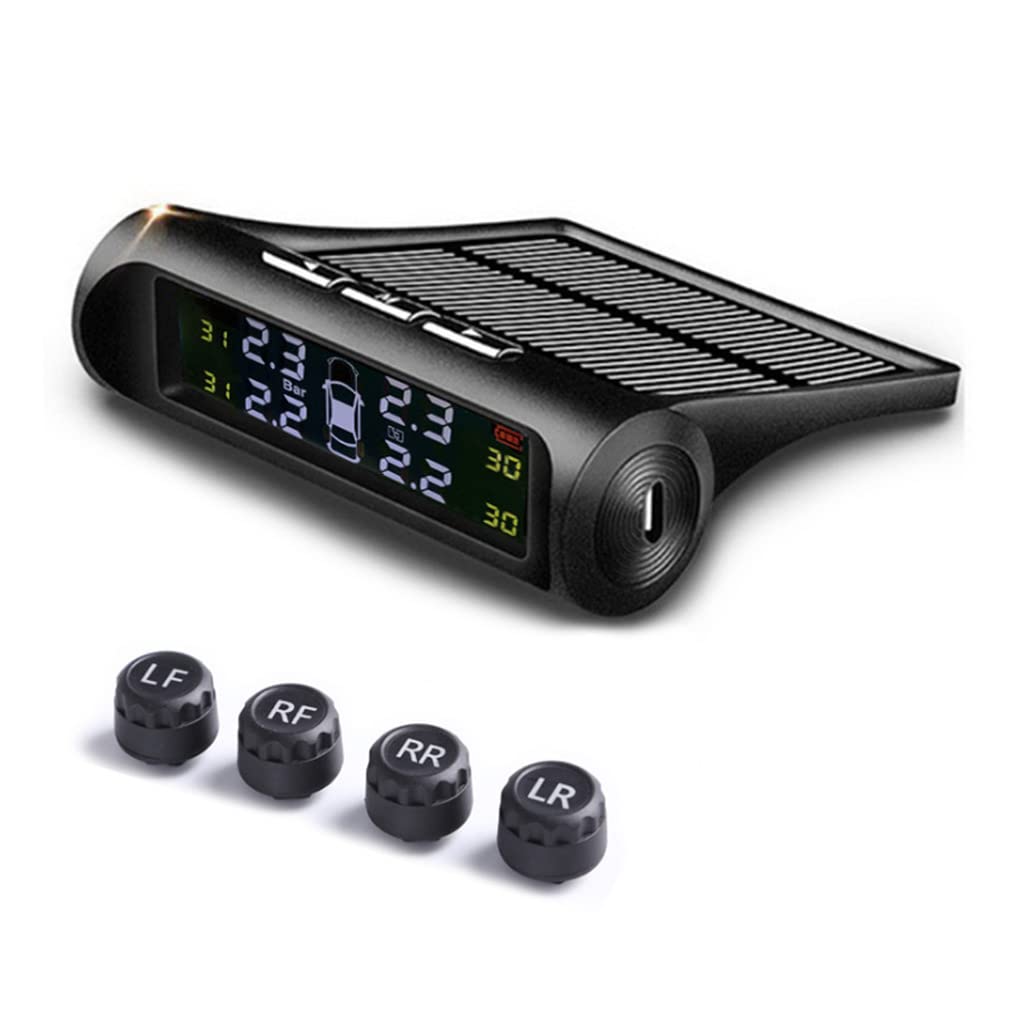Sistema de monitoreo de presión de neumáticos de coche, sensor de dispositivo solar, sistemas de alarma de seguridad, pantalla digital, advertencia de temperatura, TPMS, monitoreo de presión de