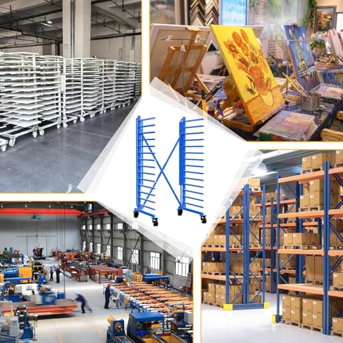 Image of Cabinet Door Drying Rack, 15-Tier Paint Drying Rack for Doors, Panels, Trim, Adjustable Space-Saving, Heavy-Duty Metal Paint Rack with Locking Casters for Workshop, Spray Booth & Factory