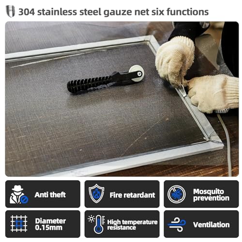 Image of Stainless Steel 304 Woven Wire Mesh Sheet - 15 Mesh, 0.4mm Hole, 1mm Thickness - Ideal for Air Ventilation, Window Screens, Mosquito Nets, Rat Barriers, and Window net, door (3 feet x 10 feet)