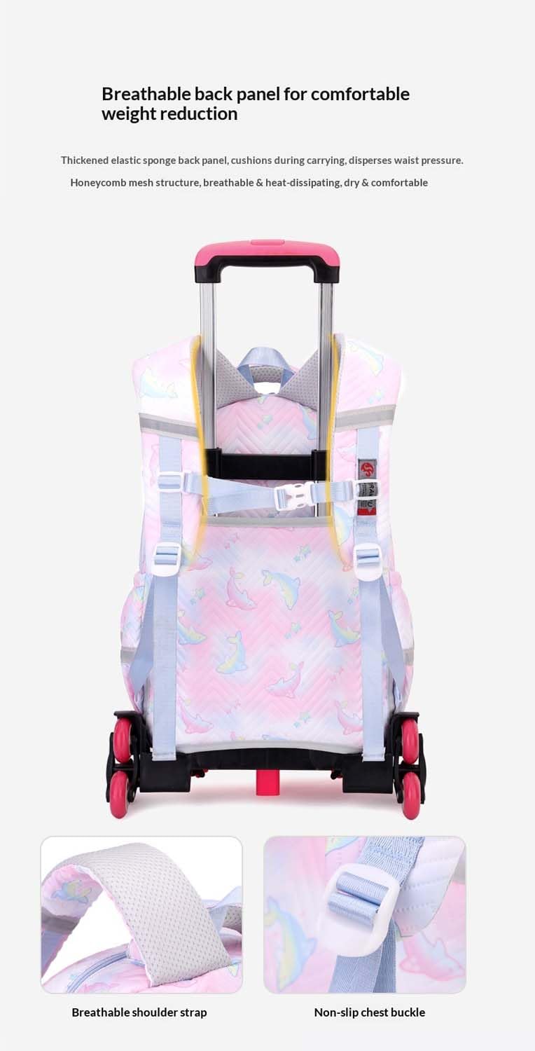 Schulrucksack Trolley für Mädchen & Jungen, Abnehmbar Trolley Schultasche für Schule & Reisen, Bequeme Schultasche Ideal für 10-Jährige Kinder, Teenager & 5. Klasse